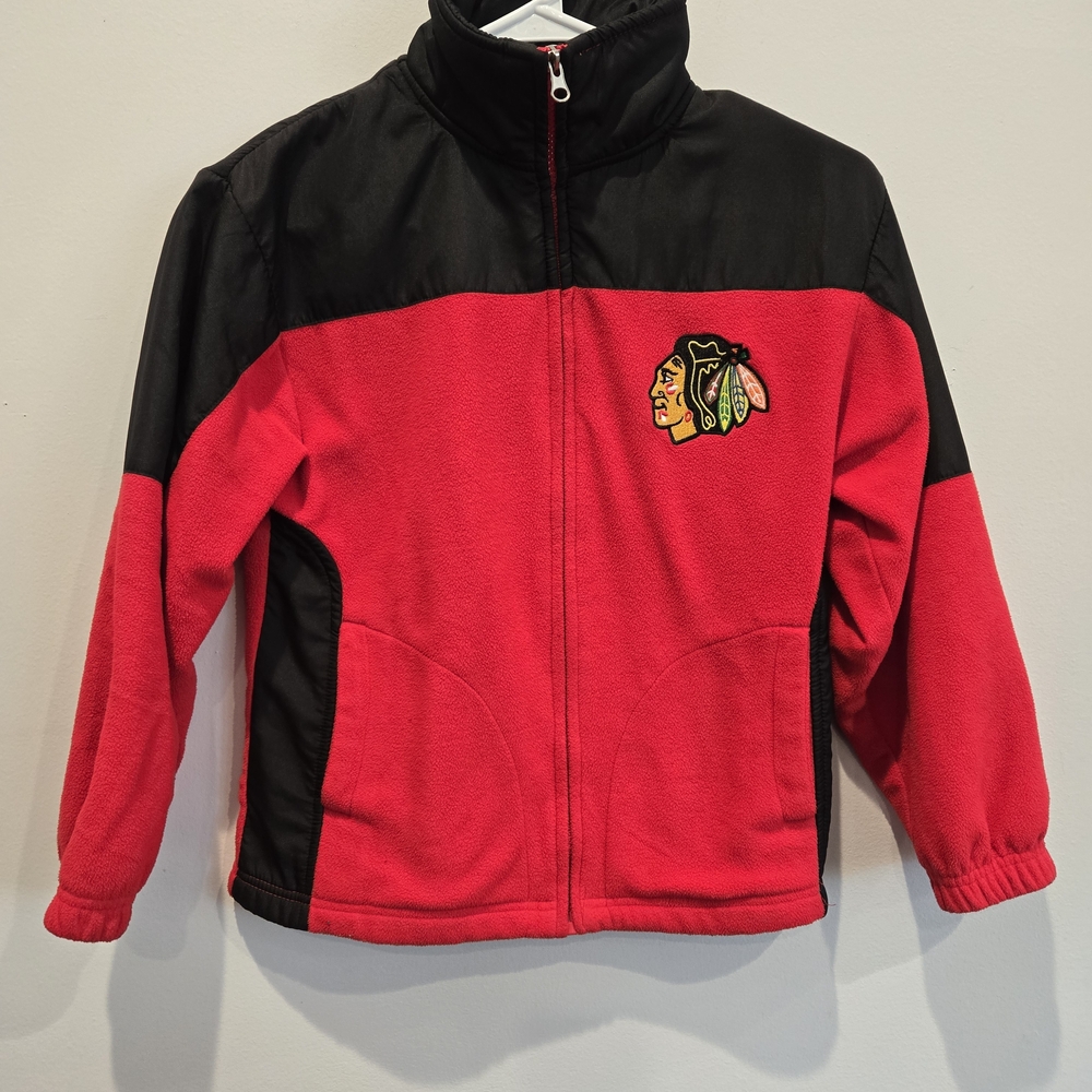Chicago Blackhawks Red & Black Fleece Jacket with Team Logo